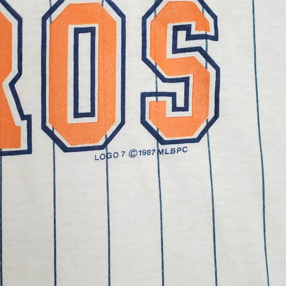 RARE Vintage 1987 Houston Astros Logo 7 Single Stitch Striped Baseball T-shirt - Picture 3 of 11